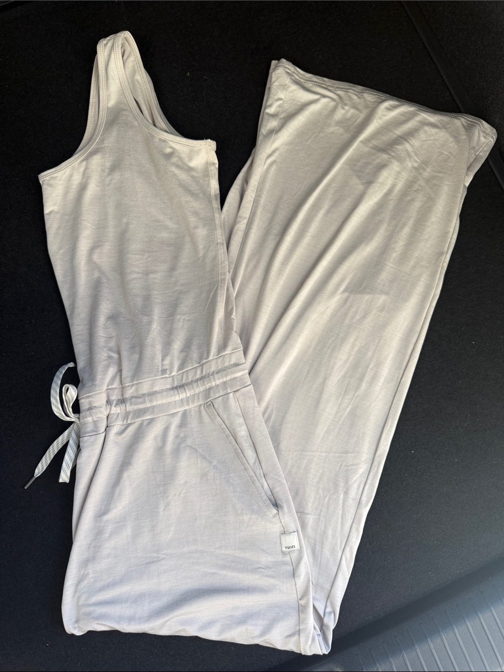 Vuori One-Shoulder Lounge Jumpsuit in cream